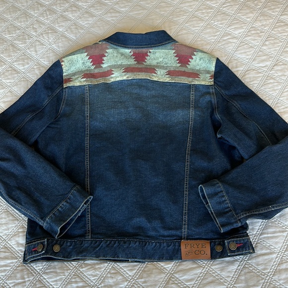 FRYE AND CO. Jackets & Blazers - Frye and Co oversized denim jacket, back shoulder print, XL